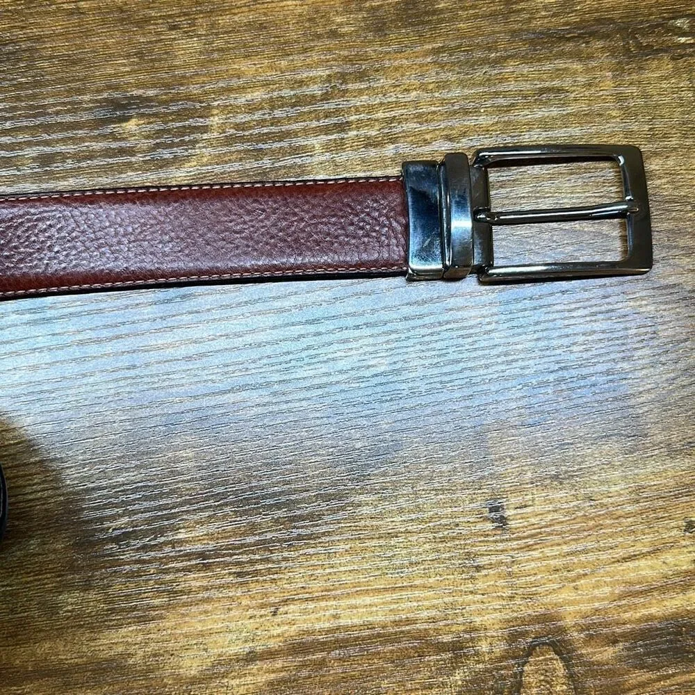 Mens Reversible Leather Black Brown Belt Made in‎ Italy 10683